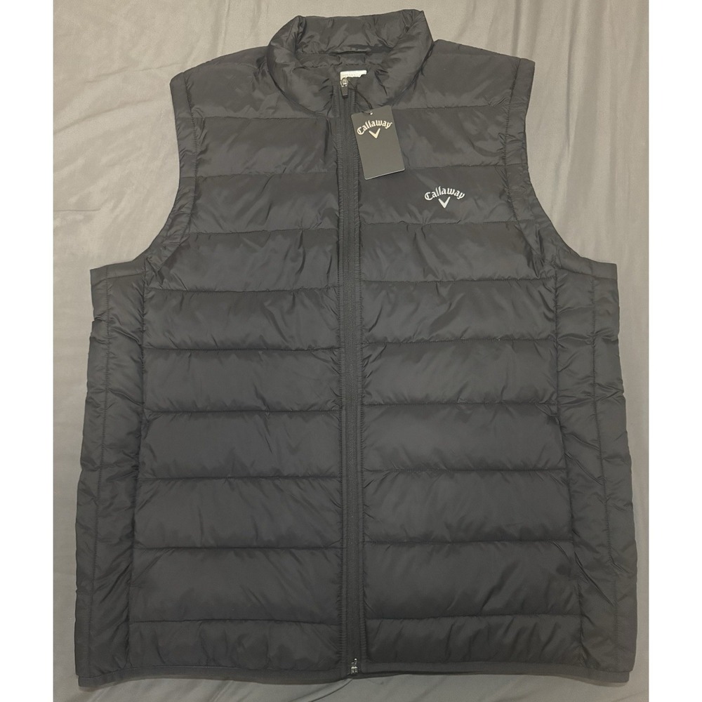 Callaway Puffer Vest Mens XL Black Golf Quilted Lightweight‎ Full Zip